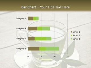 A Cup Of Green Tea With A Leaf On A Saucer PowerPoint Template