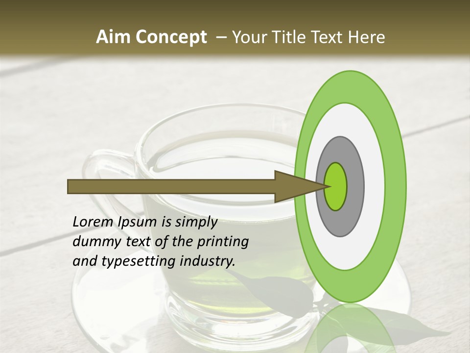 A Cup Of Green Tea With A Leaf On A Saucer PowerPoint Template