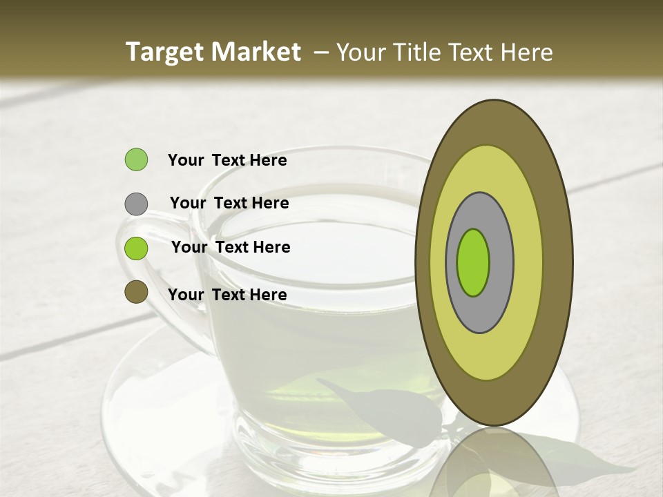 A Cup Of Green Tea With A Leaf On A Saucer PowerPoint Template