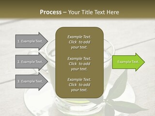 A Cup Of Green Tea With A Leaf On A Saucer PowerPoint Template