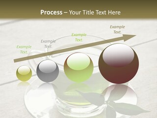 A Cup Of Green Tea With A Leaf On A Saucer PowerPoint Template