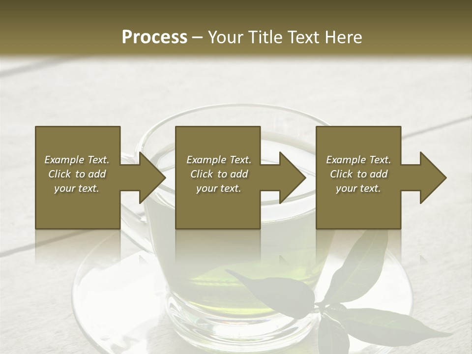 A Cup Of Green Tea With A Leaf On A Saucer PowerPoint Template