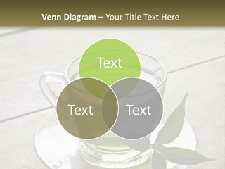 A Cup Of Green Tea With A Leaf On A Saucer PowerPoint Template