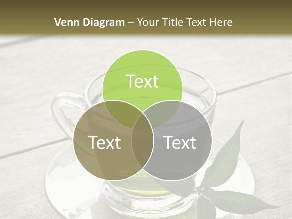 A Cup Of Green Tea With A Leaf On A Saucer PowerPoint Template
