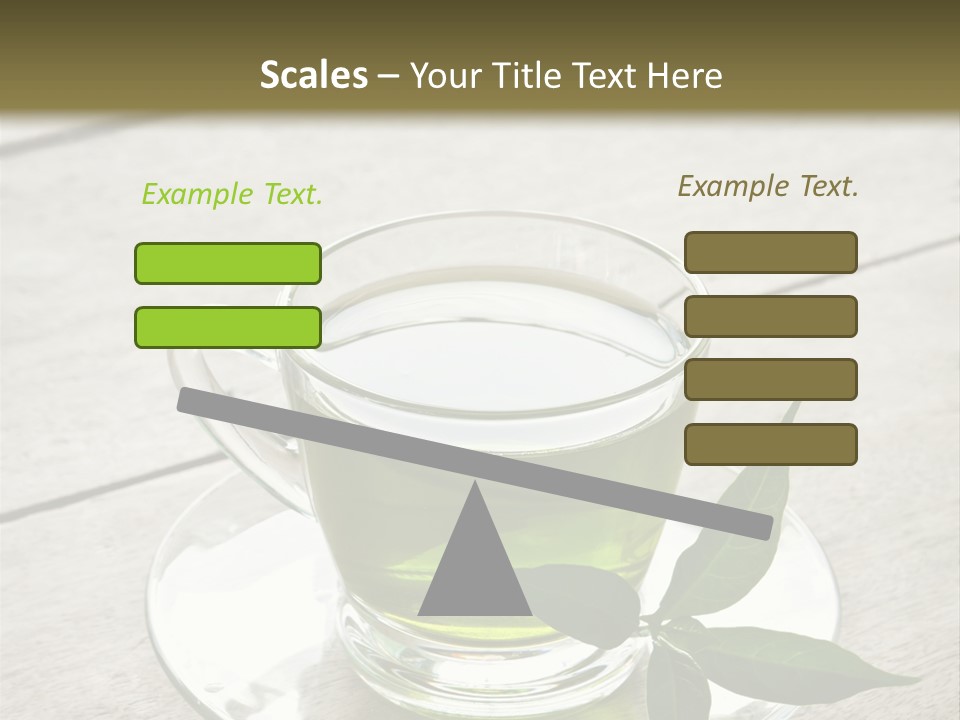 A Cup Of Green Tea With A Leaf On A Saucer PowerPoint Template