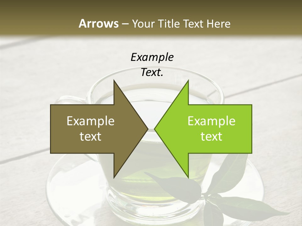 A Cup Of Green Tea With A Leaf On A Saucer PowerPoint Template