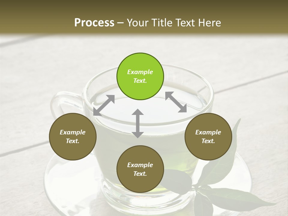 A Cup Of Green Tea With A Leaf On A Saucer PowerPoint Template