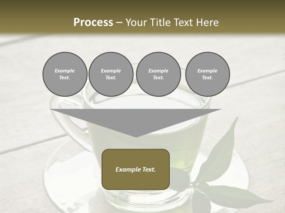 A Cup Of Green Tea With A Leaf On A Saucer PowerPoint Template