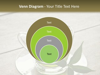 A Cup Of Green Tea With A Leaf On A Saucer PowerPoint Template