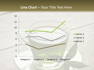 A Cup Of Green Tea With A Leaf On A Saucer PowerPoint Template