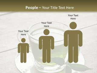 A Cup Of Green Tea With A Leaf On A Saucer PowerPoint Template