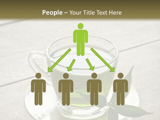 A Cup Of Green Tea With A Leaf On A Saucer PowerPoint Template