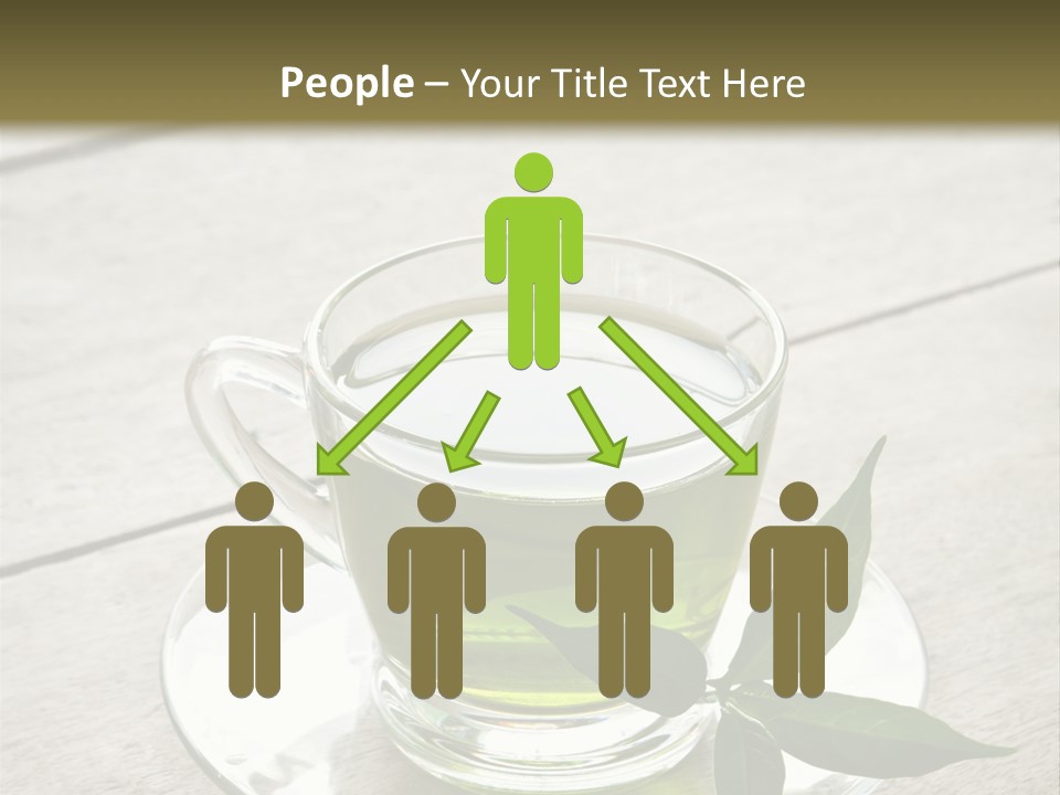 A Cup Of Green Tea With A Leaf On A Saucer PowerPoint Template