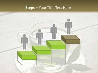 A Cup Of Green Tea With A Leaf On A Saucer PowerPoint Template