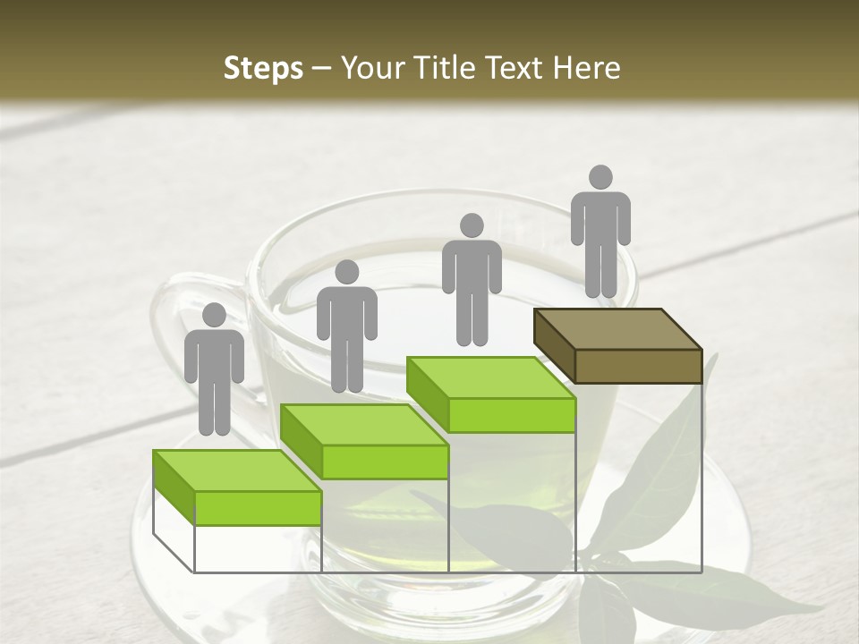 A Cup Of Green Tea With A Leaf On A Saucer PowerPoint Template