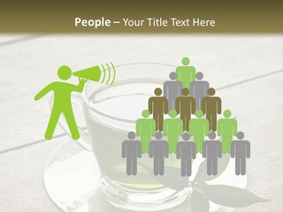 A Cup Of Green Tea With A Leaf On A Saucer PowerPoint Template