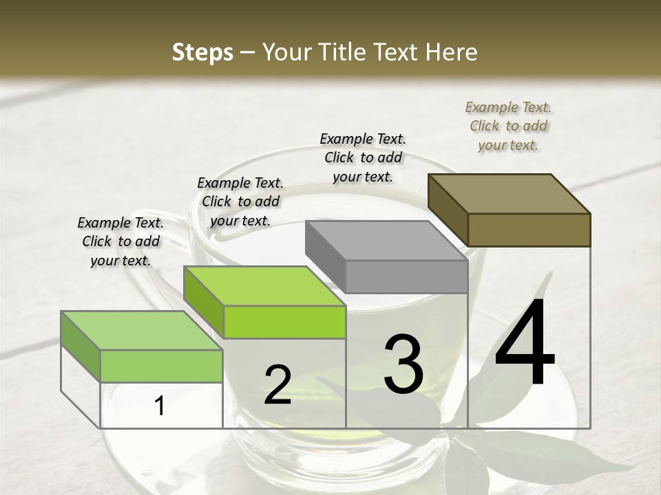 A Cup Of Green Tea With A Leaf On A Saucer PowerPoint Template
