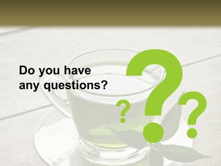 A Cup Of Green Tea With A Leaf On A Saucer PowerPoint Template