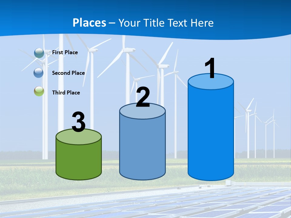 A Solar Power Plant With Windmills In The Background PowerPoint Template