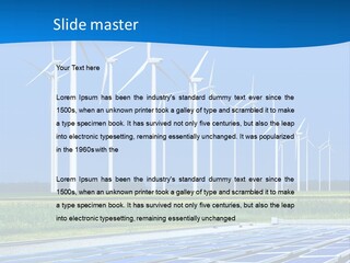 A Solar Power Plant With Windmills In The Background PowerPoint Template