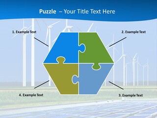 A Solar Power Plant With Windmills In The Background PowerPoint Template