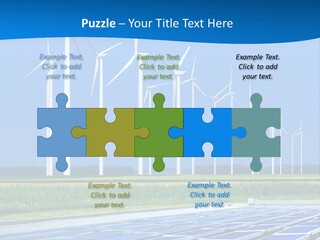 A Solar Power Plant With Windmills In The Background PowerPoint Template