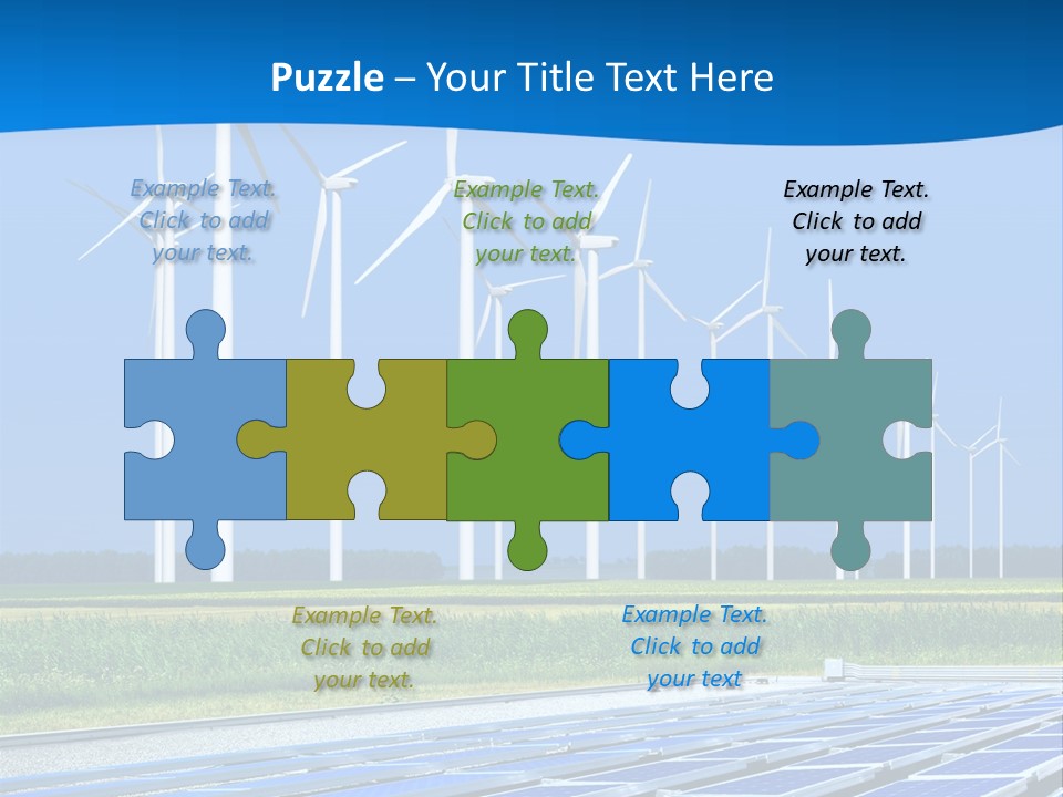 A Solar Power Plant With Windmills In The Background PowerPoint Template
