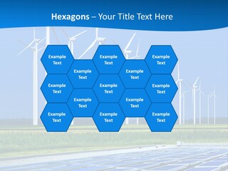 A Solar Power Plant With Windmills In The Background PowerPoint Template