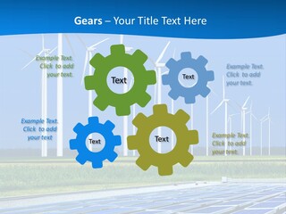 A Solar Power Plant With Windmills In The Background PowerPoint Template