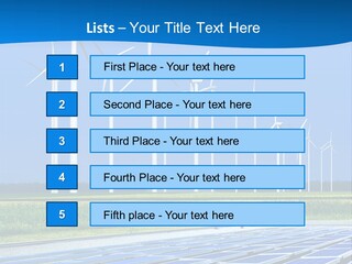 A Solar Power Plant With Windmills In The Background PowerPoint Template