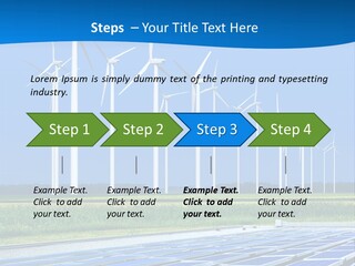 A Solar Power Plant With Windmills In The Background PowerPoint Template
