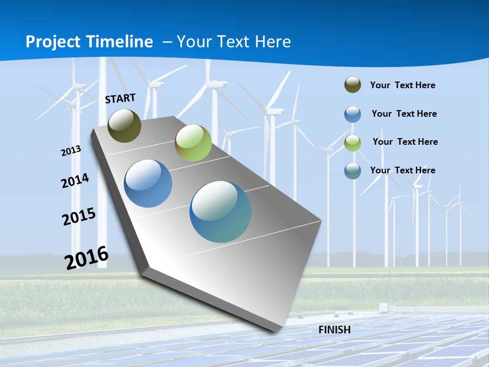 A Solar Power Plant With Windmills In The Background PowerPoint Template