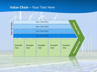 A Solar Power Plant With Windmills In The Background PowerPoint Template