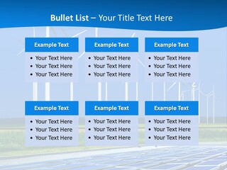 A Solar Power Plant With Windmills In The Background PowerPoint Template
