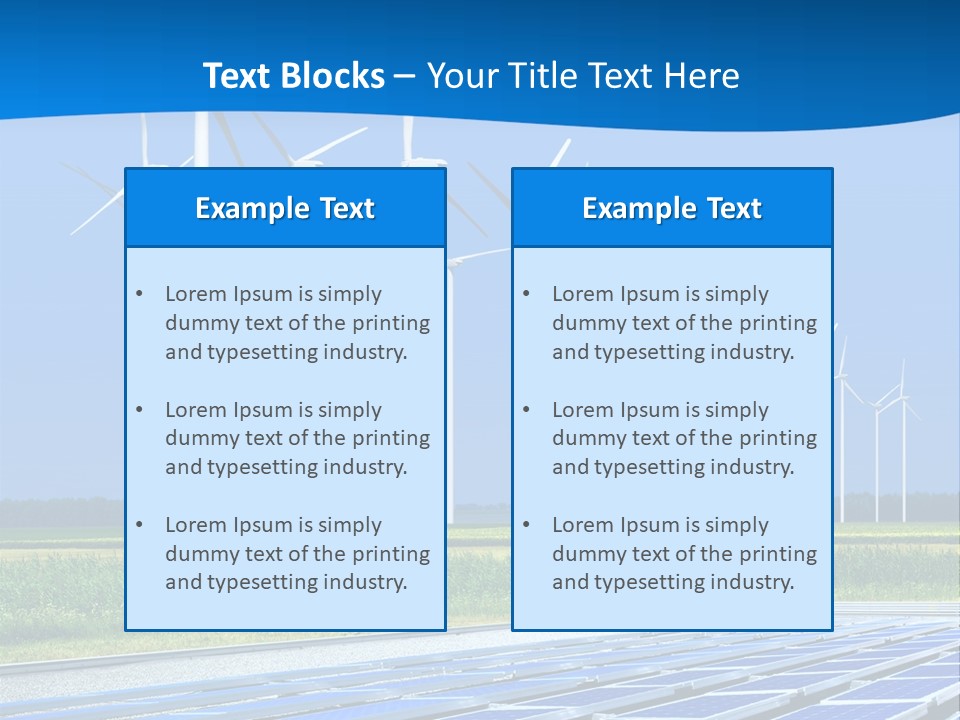 A Solar Power Plant With Windmills In The Background PowerPoint Template