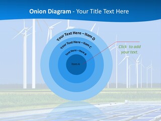 A Solar Power Plant With Windmills In The Background PowerPoint Template