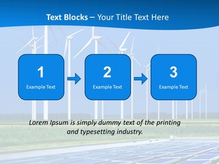 A Solar Power Plant With Windmills In The Background PowerPoint Template