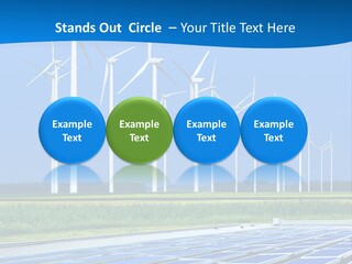A Solar Power Plant With Windmills In The Background PowerPoint Template