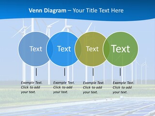 A Solar Power Plant With Windmills In The Background PowerPoint Template