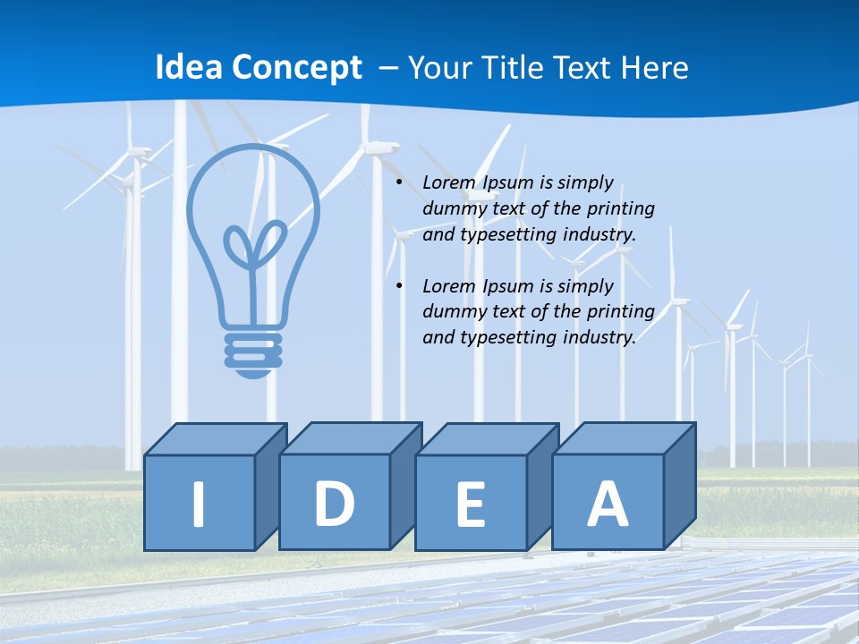 A Solar Power Plant With Windmills In The Background PowerPoint Template