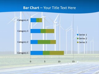 A Solar Power Plant With Windmills In The Background PowerPoint Template