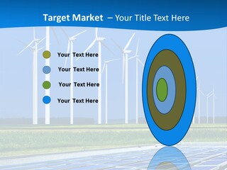 A Solar Power Plant With Windmills In The Background PowerPoint Template