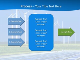 A Solar Power Plant With Windmills In The Background PowerPoint Template