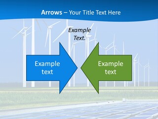 A Solar Power Plant With Windmills In The Background PowerPoint Template
