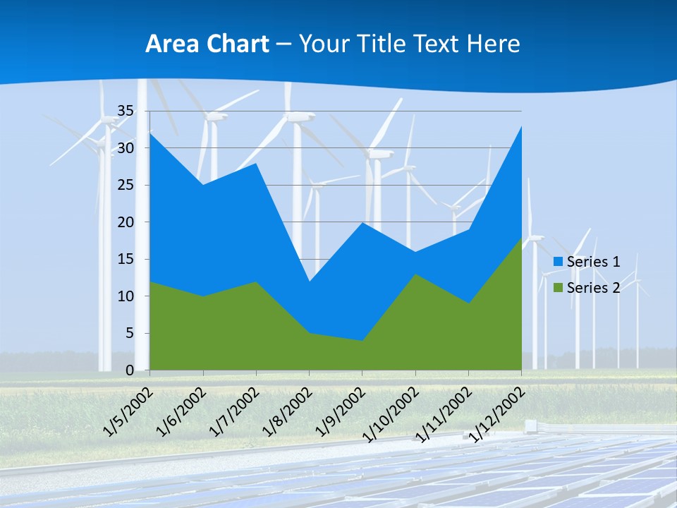 A Solar Power Plant With Windmills In The Background PowerPoint Template