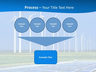 A Solar Power Plant With Windmills In The Background PowerPoint Template
