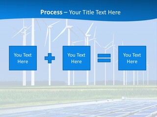 A Solar Power Plant With Windmills In The Background PowerPoint Template