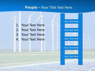 A Solar Power Plant With Windmills In The Background PowerPoint Template