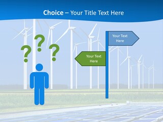 A Solar Power Plant With Windmills In The Background PowerPoint Template