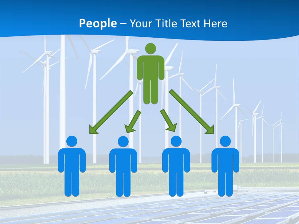 A Solar Power Plant With Windmills In The Background PowerPoint Template